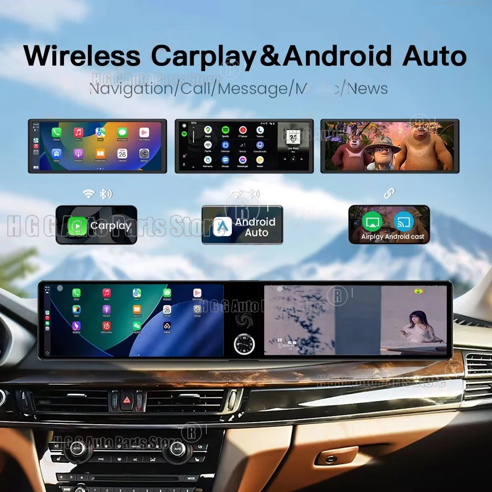 HJ Dual Screen Carplay Android 14 For BMW X5 F15 X6 F16 X5M X6M 2014-2018 Car Multimedia Player GPS Navigation Head Unit
