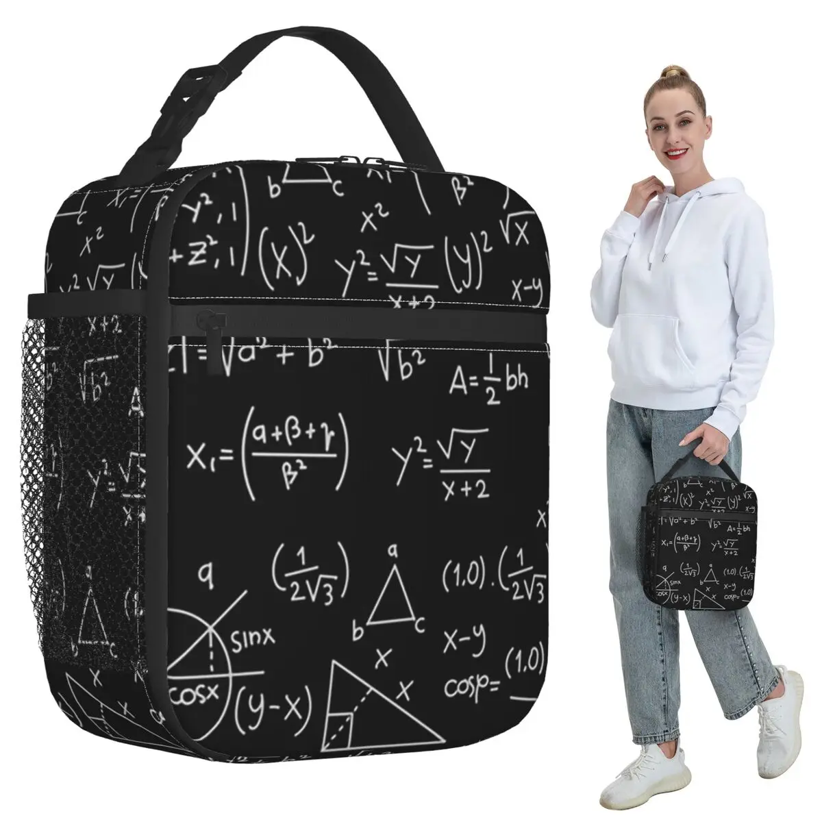 Math Formulas Blackboard School Geek Insulated Lunch Bag School Cooler Thermal Food Box Tote Leakproof Lunch Boxes Container