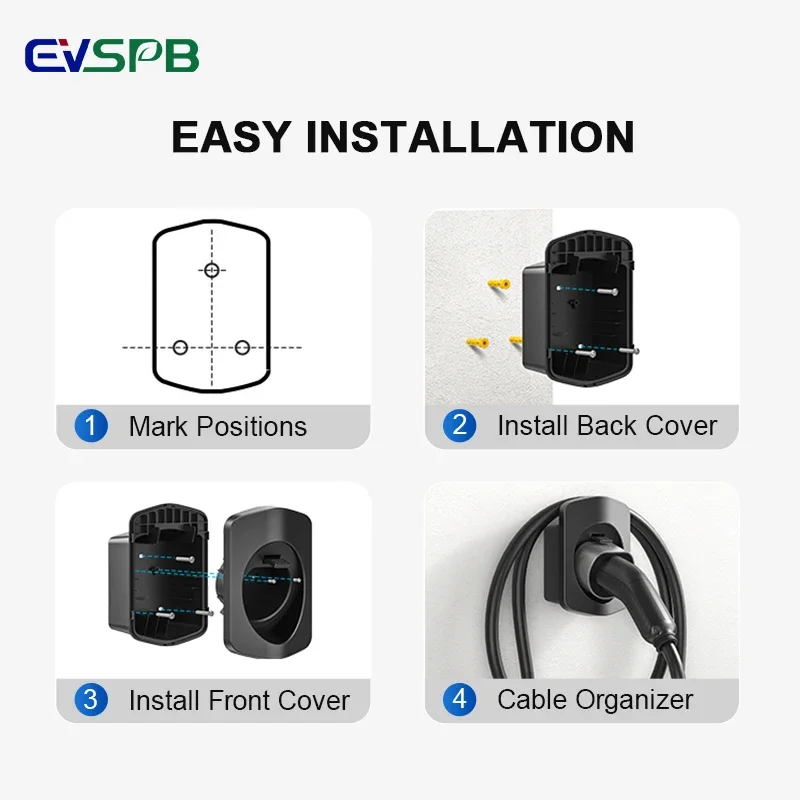 벽걸이 형 자동차 액세서리 용 EV 플러그 홀더 커넥터 유형 2 IEC 62196 EV 충전 케이블 홀스터