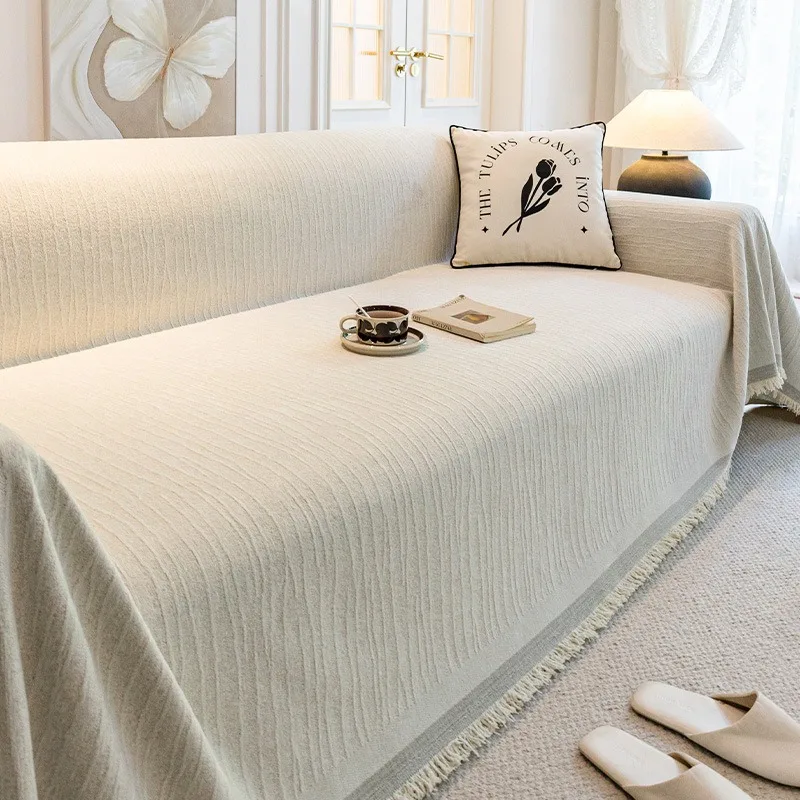 الفرنسية كريم نمط وسادة أريكة القماش غطاء أريكة مكافحة القط خدش بطانية سميكة عدم الانزلاق غطاء أريكة غطاء كامل الركبة بطانية
