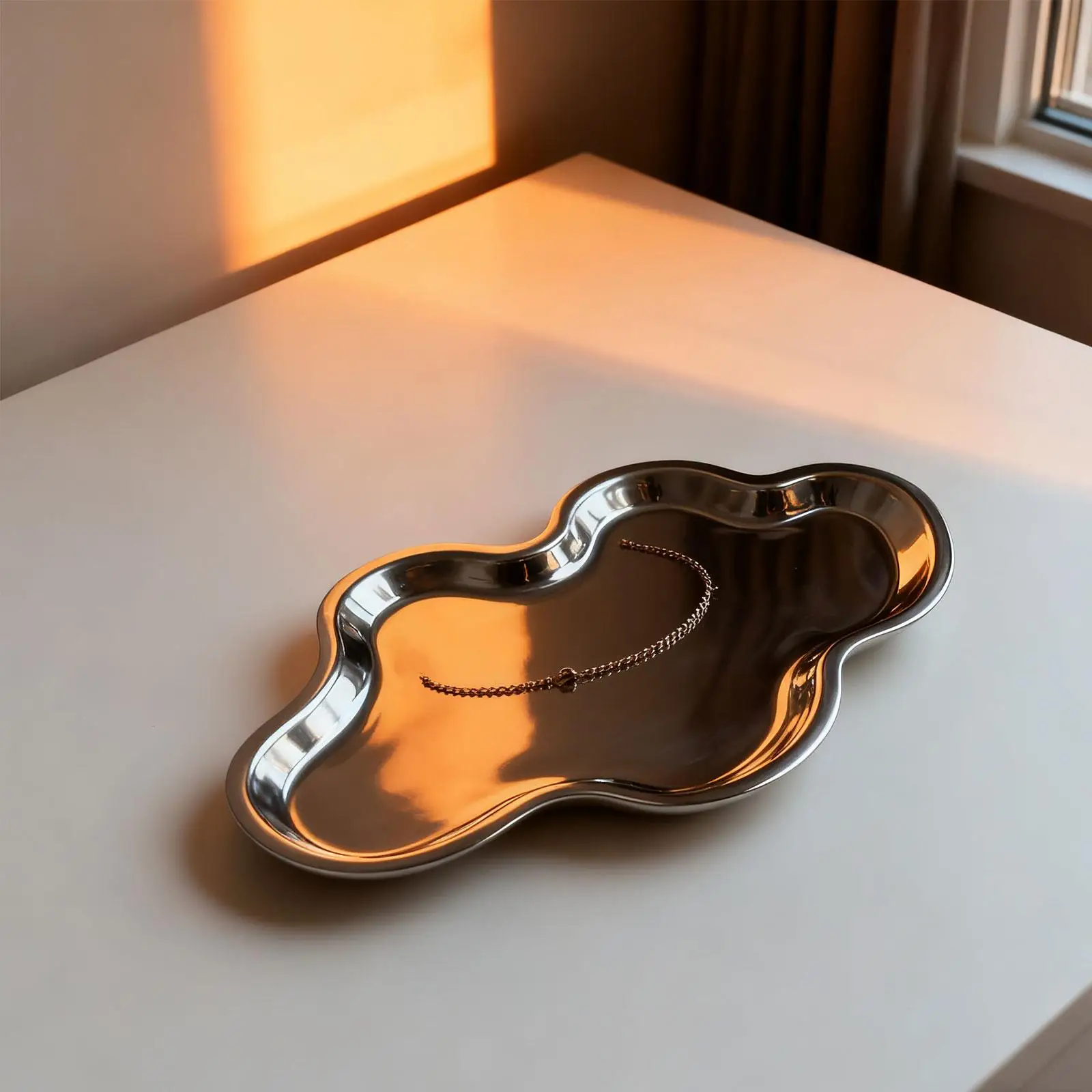 Decorative Tray Countertop Organizer Stainless Steel Perfume Tray Vanity Trays Jewelry Tray for Perfume Candle Cosmetics Jewelry