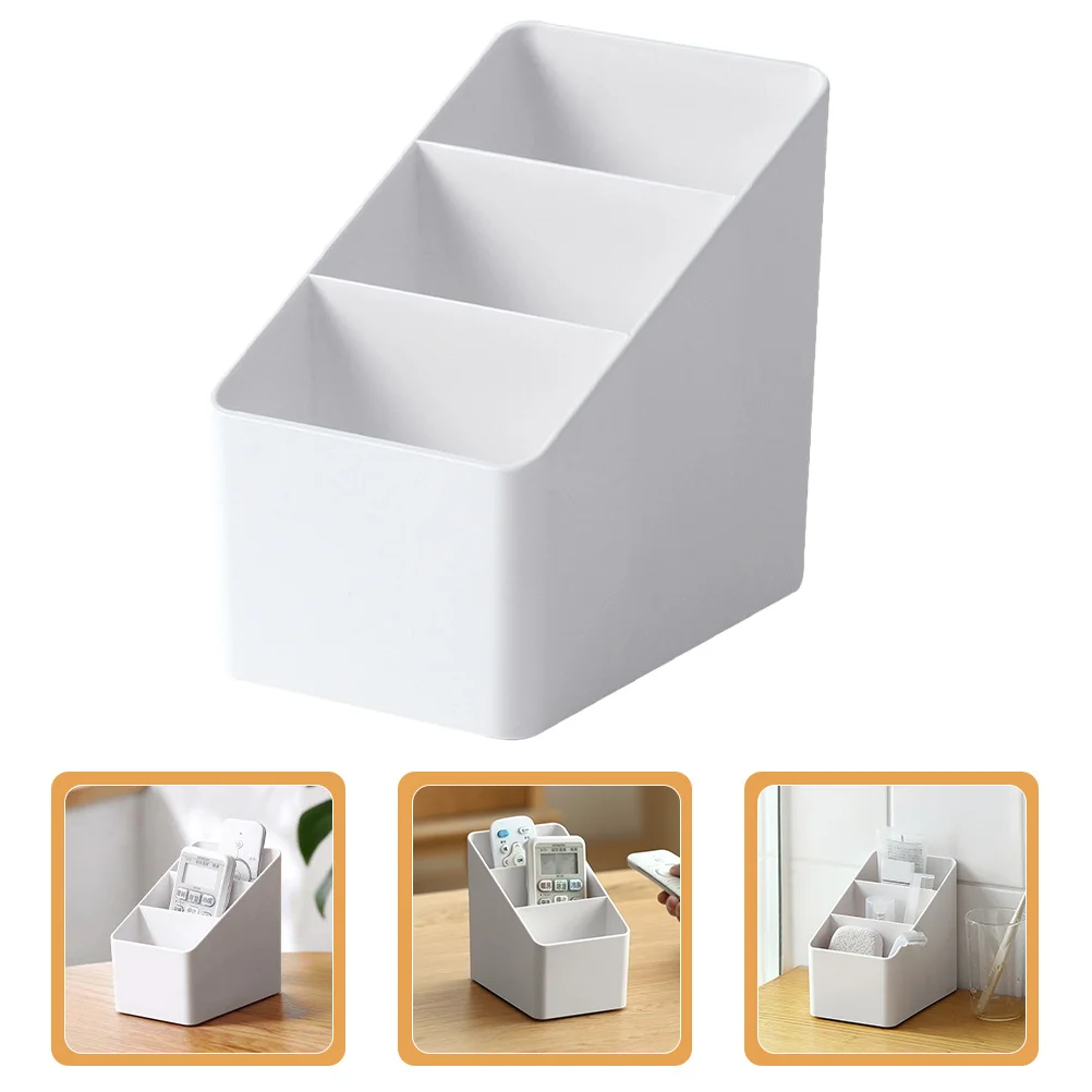Remote Control Desktop Organizer Storage Box Three-Compartment Makeup Cosmetics Storage Holder Pen Case Office Desk Organizer