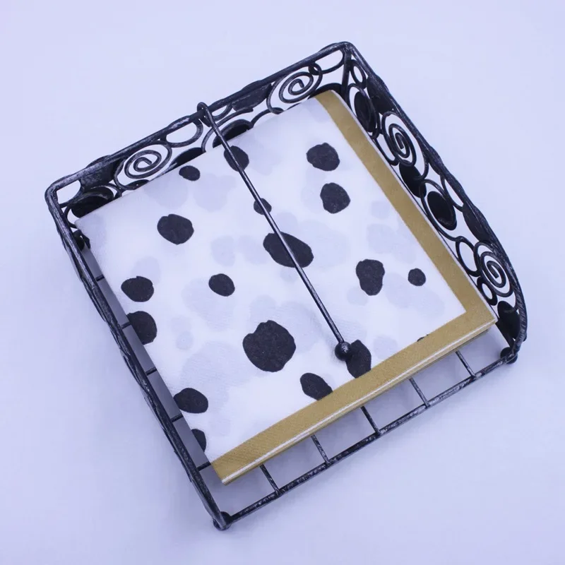 Serviettes en papier créatives faites à la main, impression couleur, noir et blanc, taches de vache, repas de poulet, bricolage, 10 pièces, 20 pièces par paquet