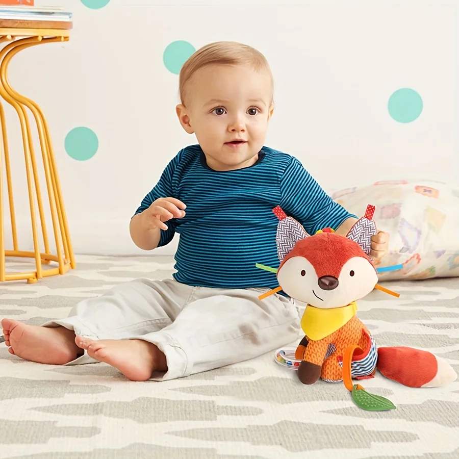 1 juguete de zorro de peluche suave para bebé, muñeco de peluche calmante para bebé de 0 a 12 meses, cumpleaños/Navidad/ Acción de Gracias de 0 a 3 años