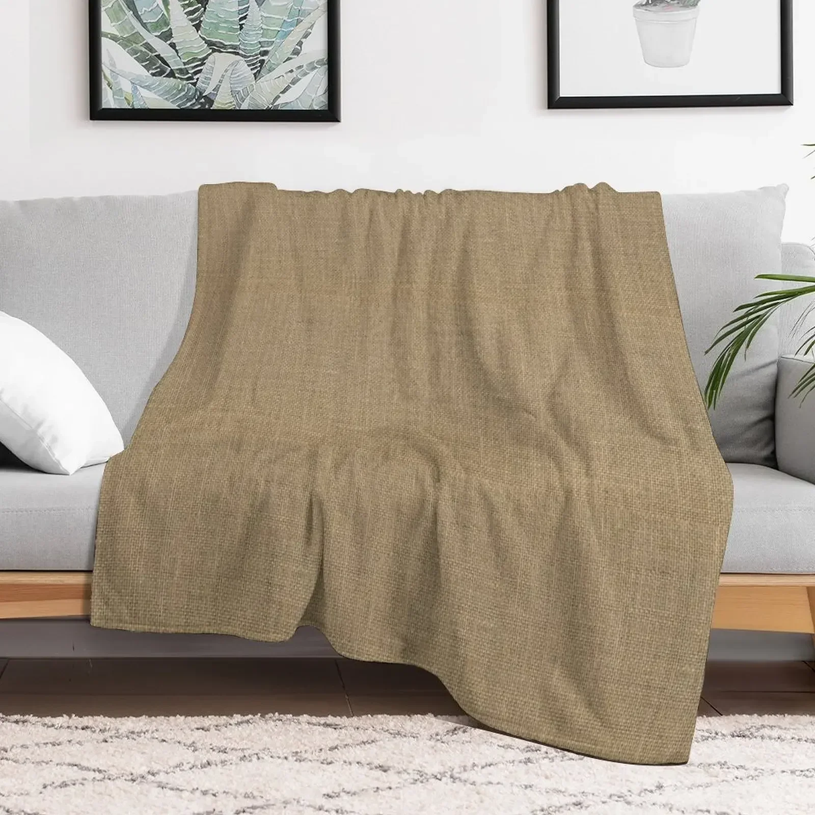 

Natural Woven Beige Burlap Sack Cloth Throw Blanket Single Bed covers Blankets Softest for sofa Decoratives Blankets