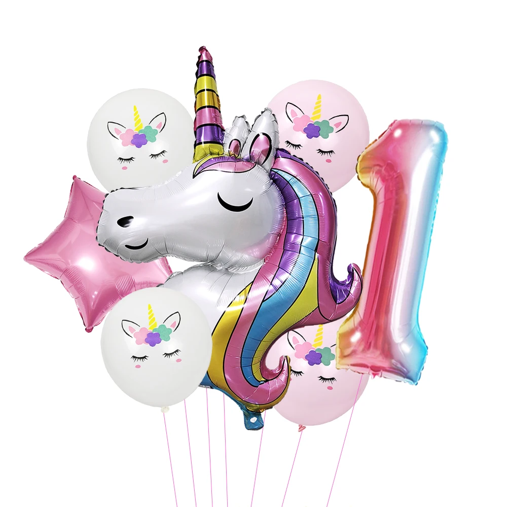 Einhorn Party Luftballons Nummer Folie Luftballons 1 2 3 4 Jahre Einhorn Geburtstags feier Dekoration Regenbogen Einhorn Luftballons Baby party – Detail 2