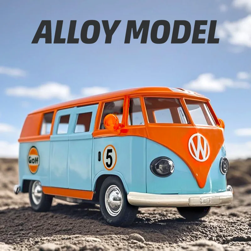 Bus toy car model in orange blue color can be collected as birthday/Christmas/Halloween/Thanksgiving/Easter gifts