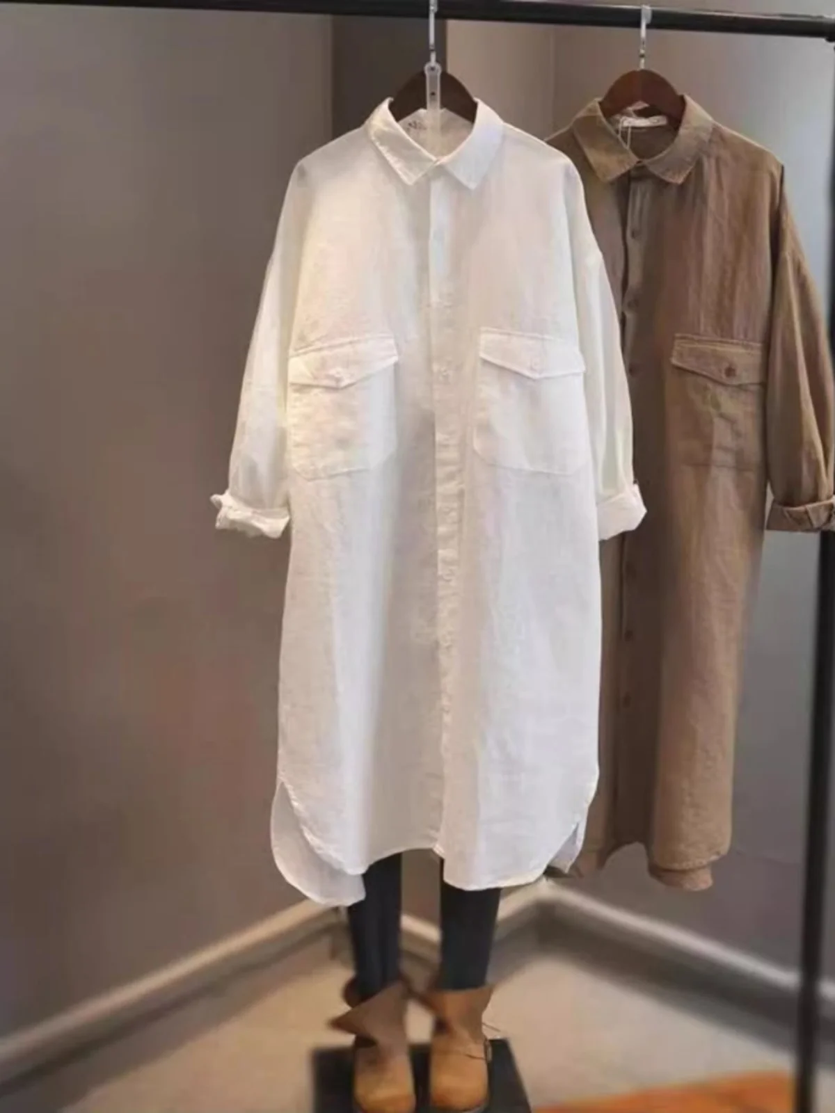 

Белый хлопково-льняной женский длинный кардиган на весну-лето, новый, свободного кроя, с полной защитой от солнца, модный