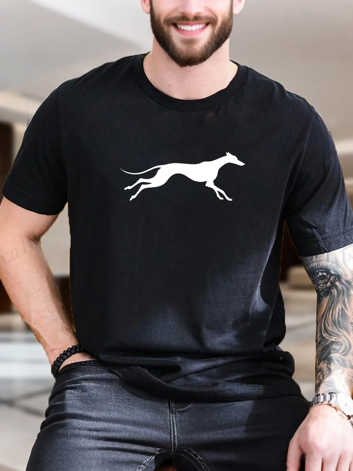 

Men's Printed Short Sleeve T-Shirt - Surfing Beach Design, 100% Cotton Breathable & Soft, Casual Vacation Daily Wear, Trendy Version