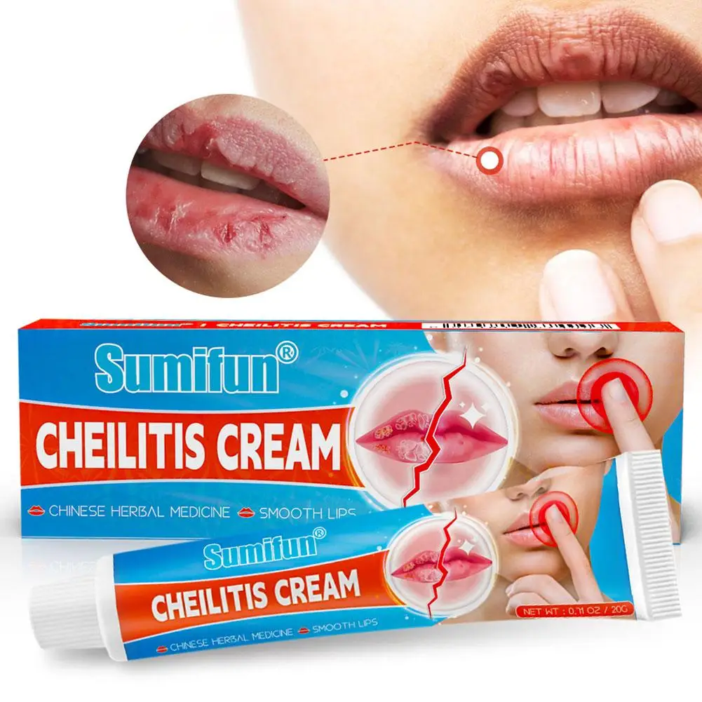 Crema de Cheilitis para labios, apósito de rehidratación para exfoliación seca agrietada y sangrado de labios, arrugas, 20g, U6F7