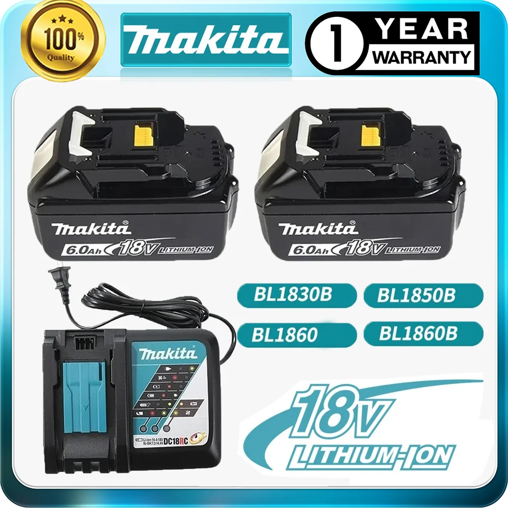 

100% Original Makita Rechargeable Power Tool Battery, Replaceable LED Lithium-ion, 6.0 Ah 18V LXT BL1860B BL1860BL1850 BL1830