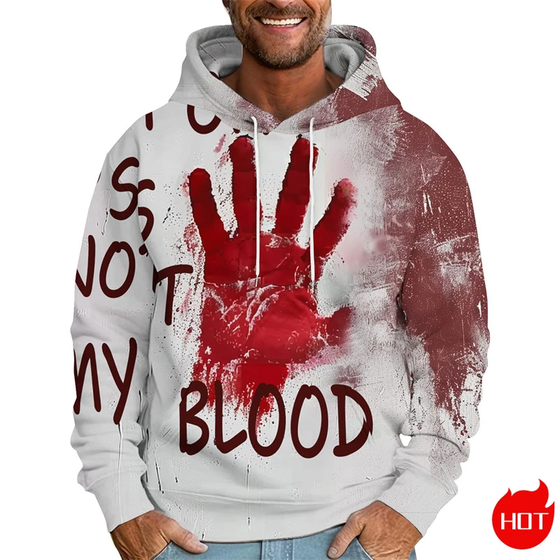 Funny Halloween Holiday Party Hoodies For Men Clothes Blood Design Graphic Sweatshirts Cosplay Bloody Female Hoody Boy Hoodie