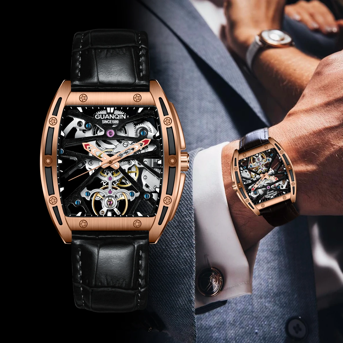 G01 Skeleton Automatic men watches Hollowed Fashion Mechanical Watches luxury MAN WATCH Reloj Hombre