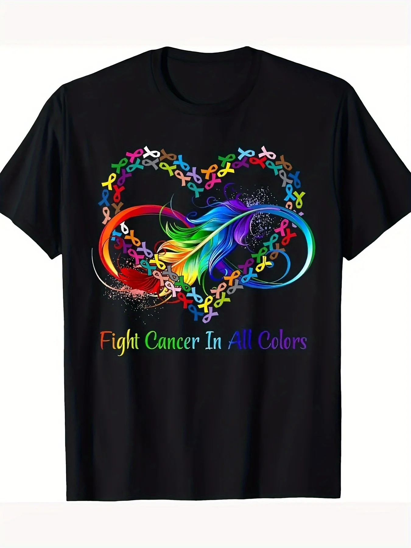 

Футболка Fight Cancer In All Color Fight Cancer Feather Ribbons 220 г, 100% хлопок