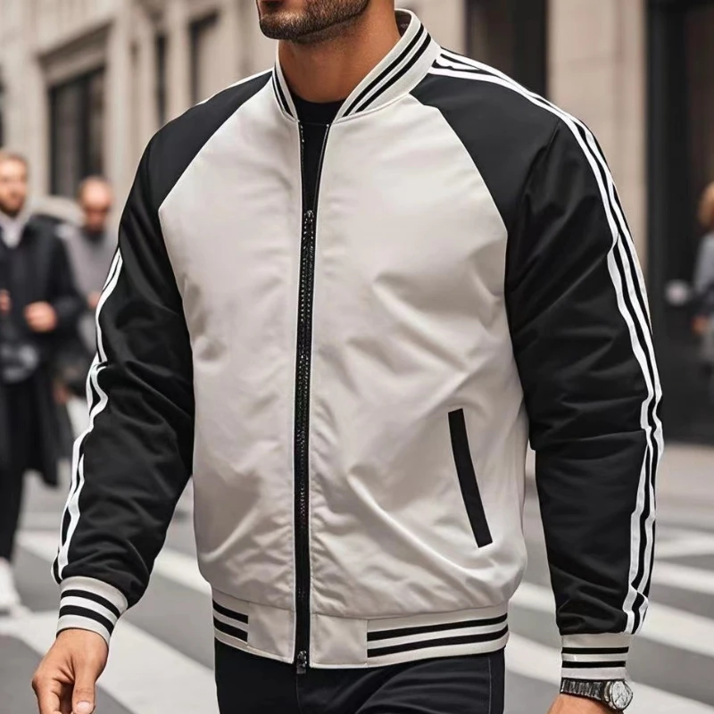 

New Men's Baseball Collar Jacket Versatile for Spring Autumn Casual Fashionable Windproof Waterproof Coat Simple Trendy Jackets