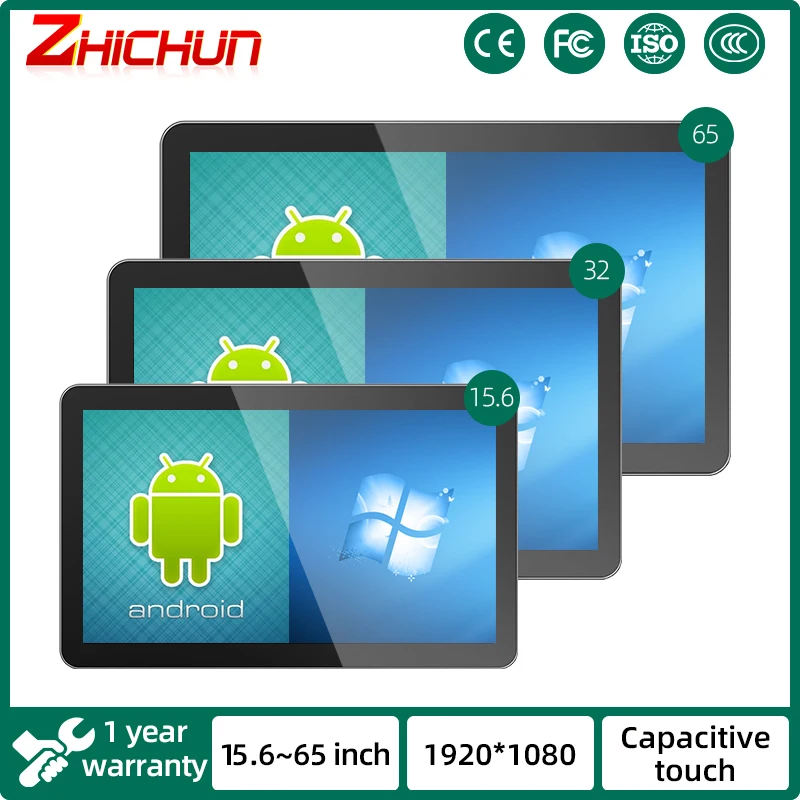 

Планшетный ПК ZHICHUN Android 15,6 до 65 дюймов, встроенный компьютер, сенсорный емкостный экран, монитор Windows 11, промышленный ПК все в одном