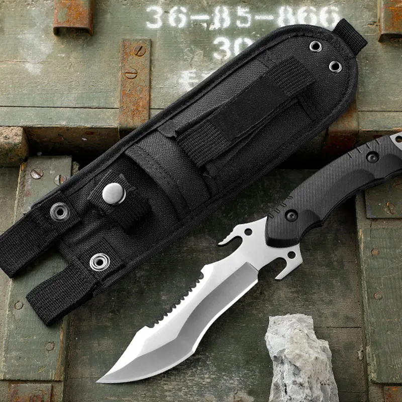 Straight Knife Outdoor Knife Portable Carry Pocket Knife Military Knife Field Hunting Tactical High Hardness Survival Knife