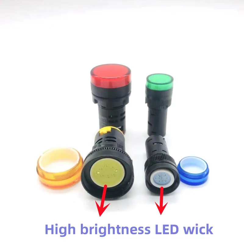 Plastic Power Signal Light AD16-22DS 22MM16MM Small Warning LED Indicator Bead 6V12V 24V 220V Red White Green Blue Yellow