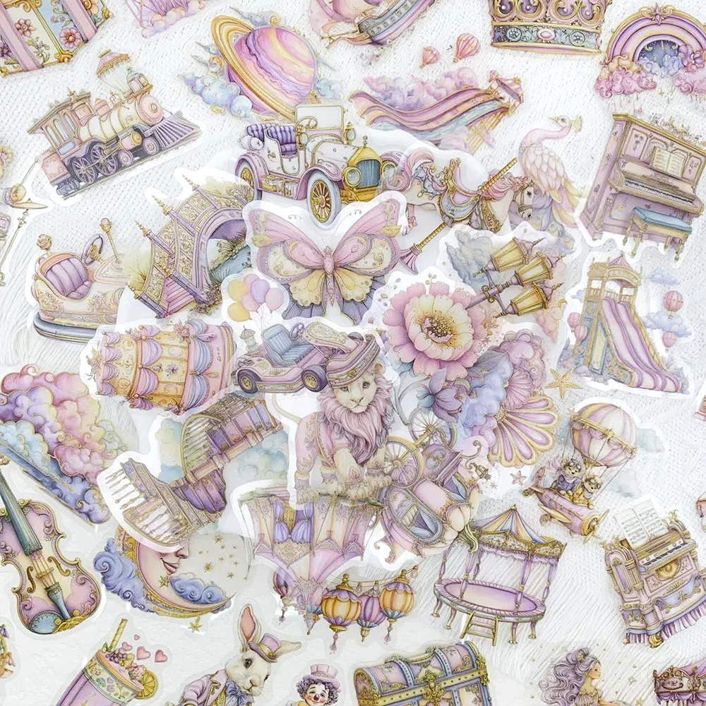 

50PCS Cartoon Fantasy Amusement Park Graffiti Sticker Creative Decoration Laptop Water Cup Waterproof Sticker Transparent PET