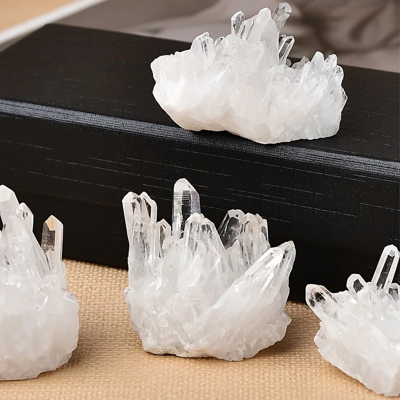 [Clúster de Cuarzo Transparente] 1 pieza de Clúster de Cristal de Cuarzo Transparente Único - Natural en Bruto con Múltiples Facetas, Decoración del Hogar y Cristal Espiritual
