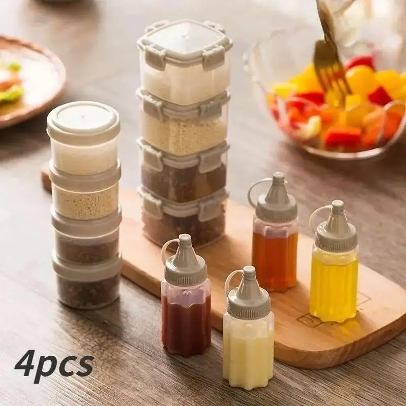 Small Portable Sauce Squeeze Bottle Thickened Plastic Squeeze Bottle Sauce Pot Sub-Packaging Bottle Sauce Squeeze Pot Oil Set