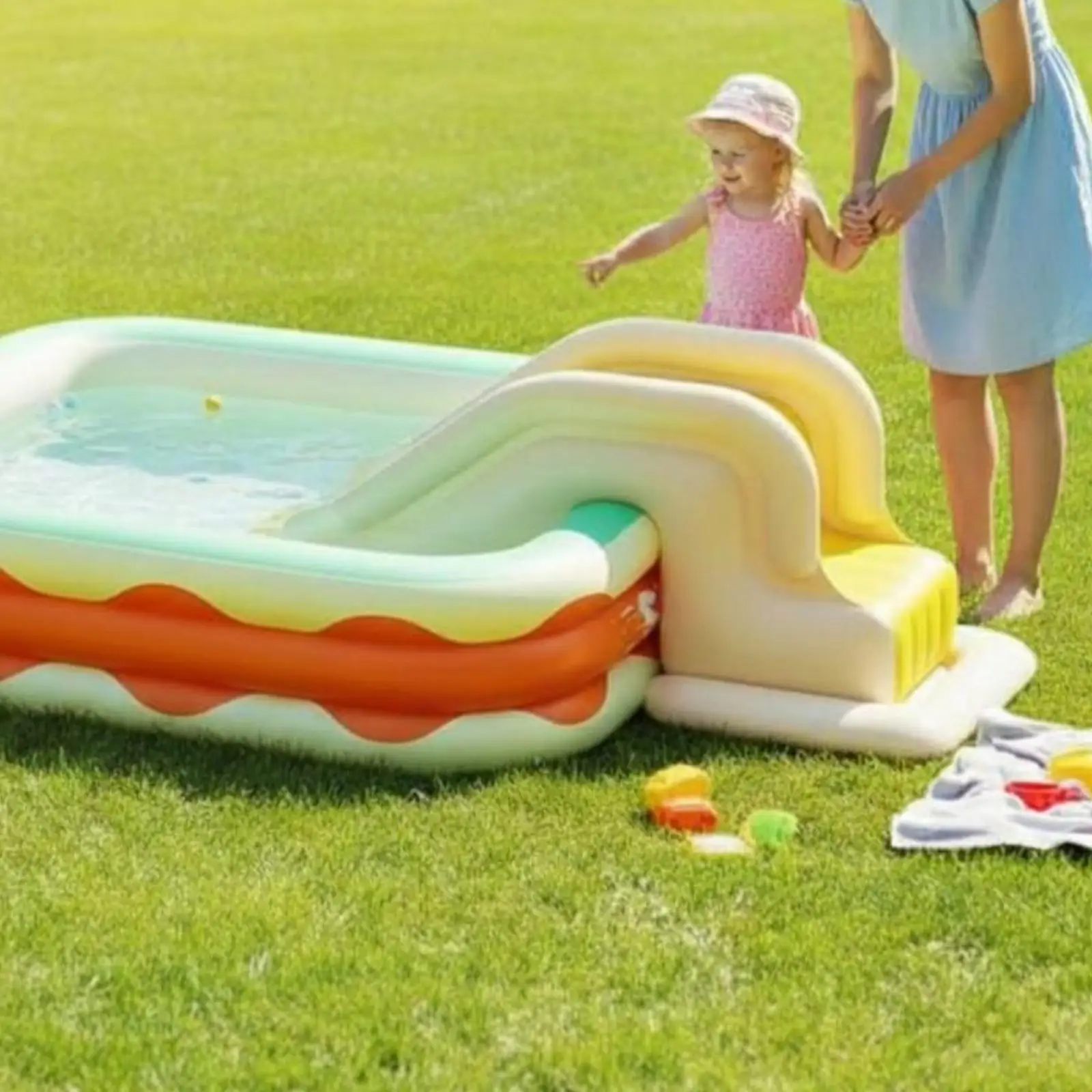 

Water Slide PVC Inflatable Slide Easy Assembly Kids Climber Slide Toy Water Playground for Summer Outdoor Park Backyard Garden