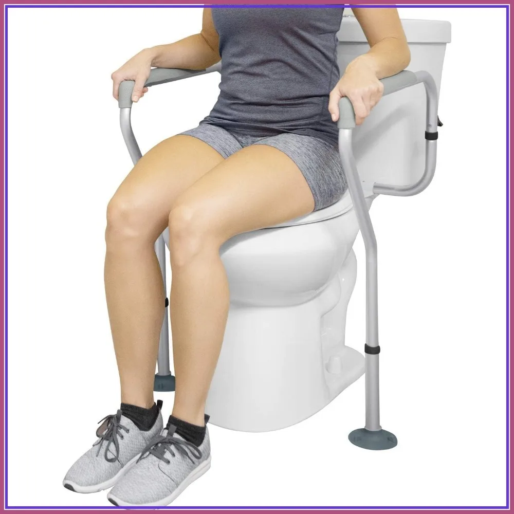 

Adjustable Toilet Safety Rails for Seniors - Grab Bars, Frame & Seat with Handles, Bathroom Assist Aid