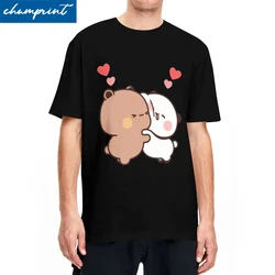 Panda And Brownie Bear Couple Active T Shirt Men's Cotton Clothing Novelty Bubu and Dudu O-neck Short Sleeve