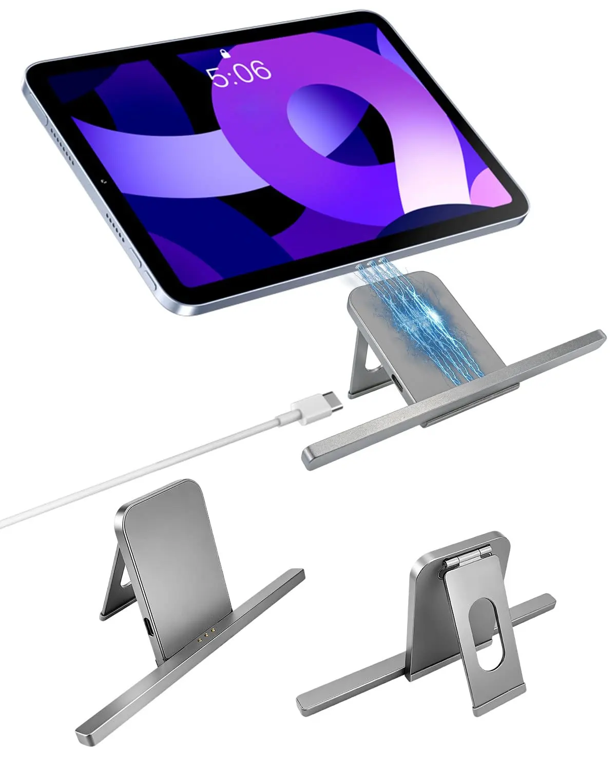 Aluminum Alloy Magnetic Wireless Charger for iPad Pro/iPad Air Fast Charging with USB-C Cable(Adapter Not)