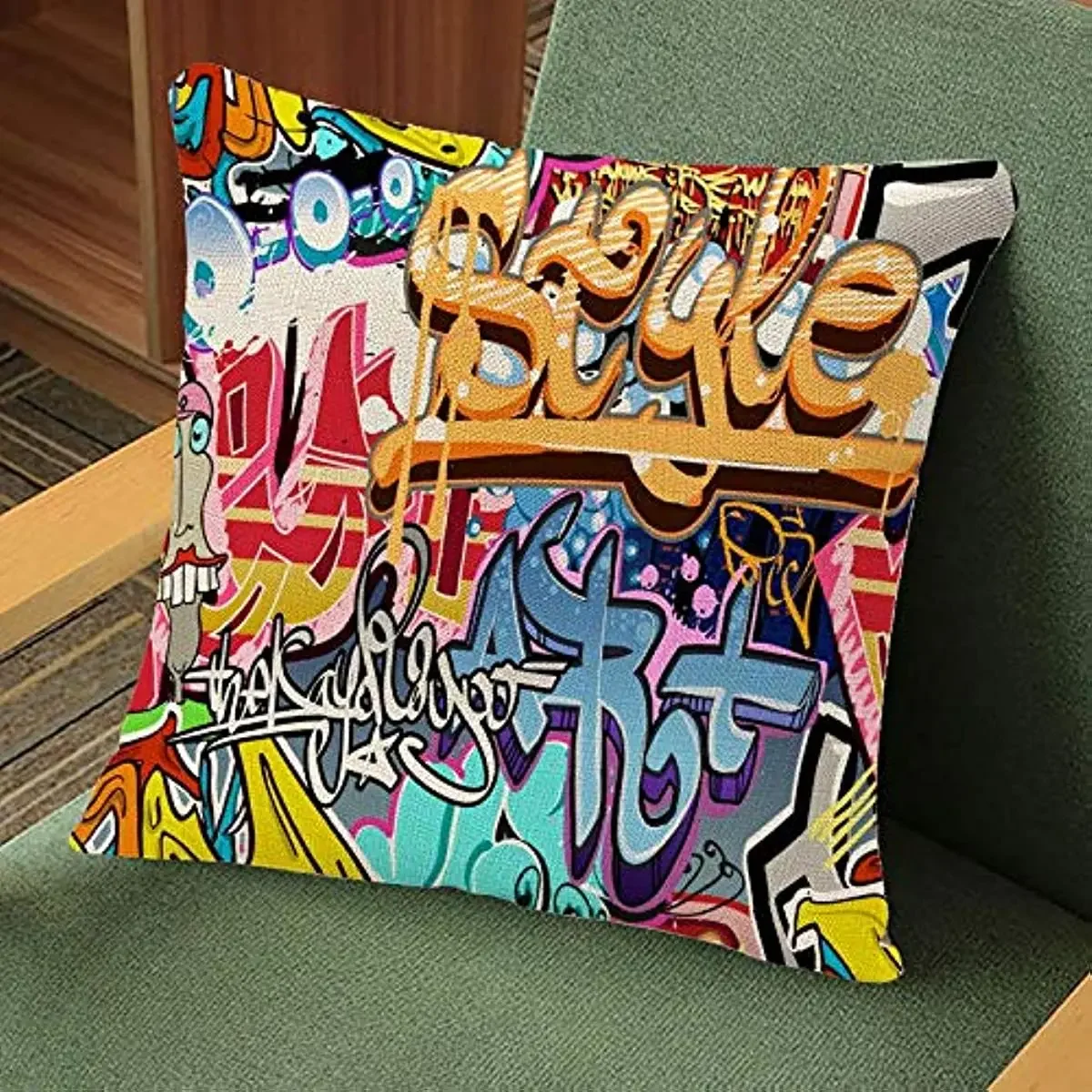 Colorful Graffitti Graffity Wall Street Grafitti Urban Rap Graphitti Throw Pillow Cases Square Decorative