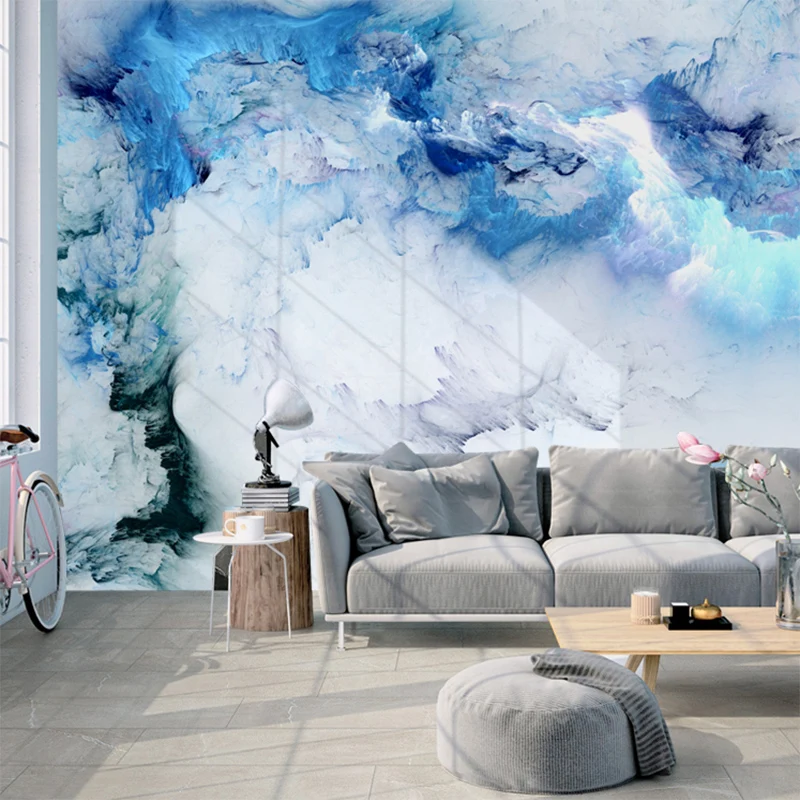 Customized products Mural Blue Cloud abstract art 3D Wallpaper Living Room Background Wall Decoration bedroom restaurant Mist 8d