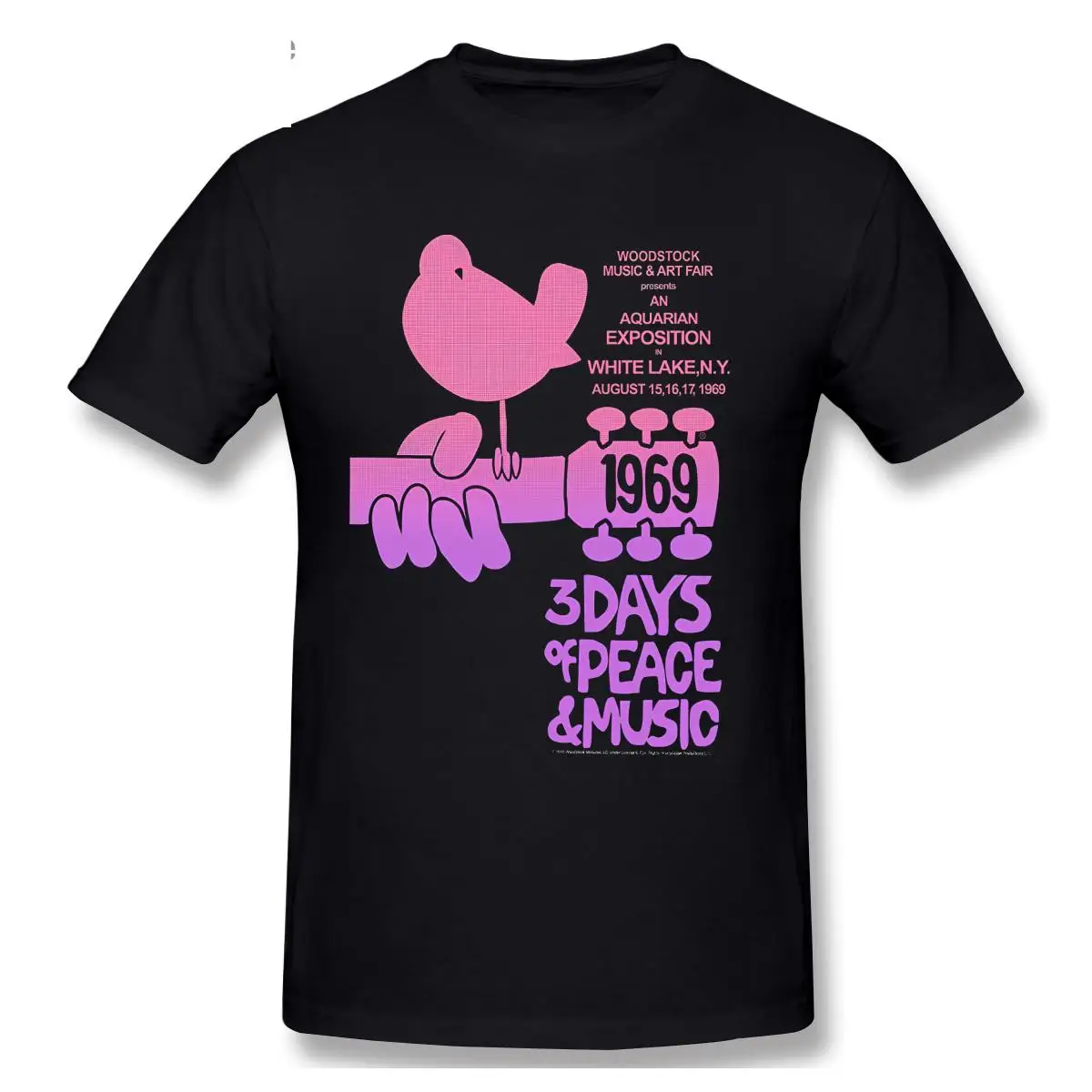 

FPLIDUS Woodstock - Pink Aquarian Shirt Short Sleeved TShirt Fashion Cotton T-shirt Tee Shirts Tops
