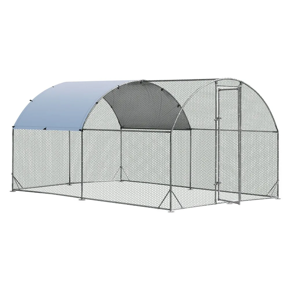 

Large Metal Chicken Coop Outdoor Galvanized Dome Cage w/ Cover 9 ft x 12.5 ft