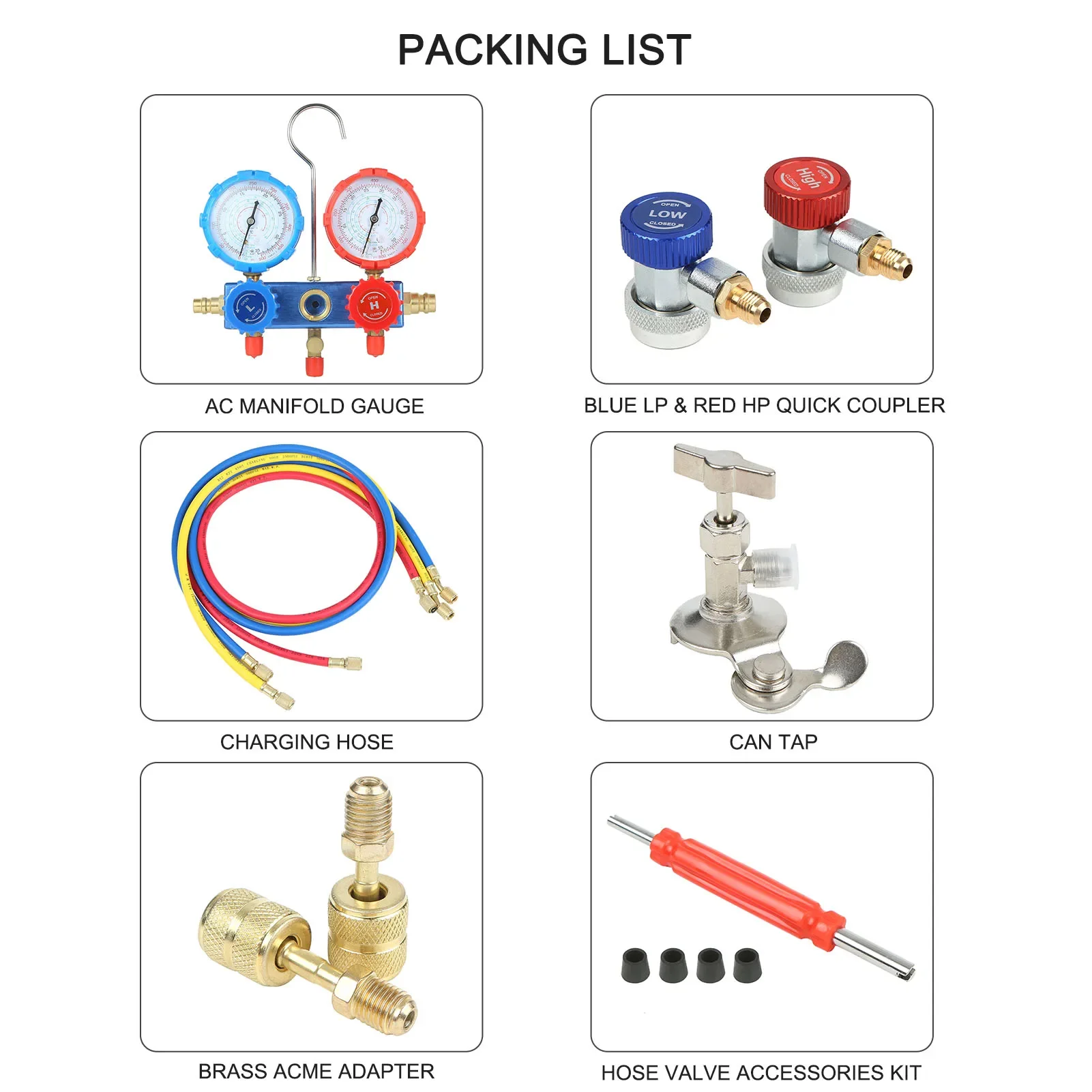 AC Air Conditioner Manifold Meter for R22, R410A, R134a, R404A with Automatic Refrigerant Diagnostic Tool Kit