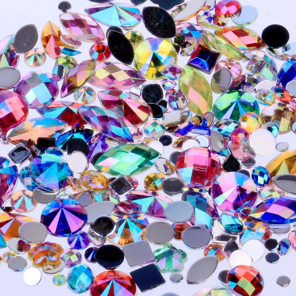 

15g About 300pcs Mixed Shape Sizes AB Acrylic Rhinestones 3D Nail Art Rhinestones Non Hotfix Flatback Stones Decorations MC4000