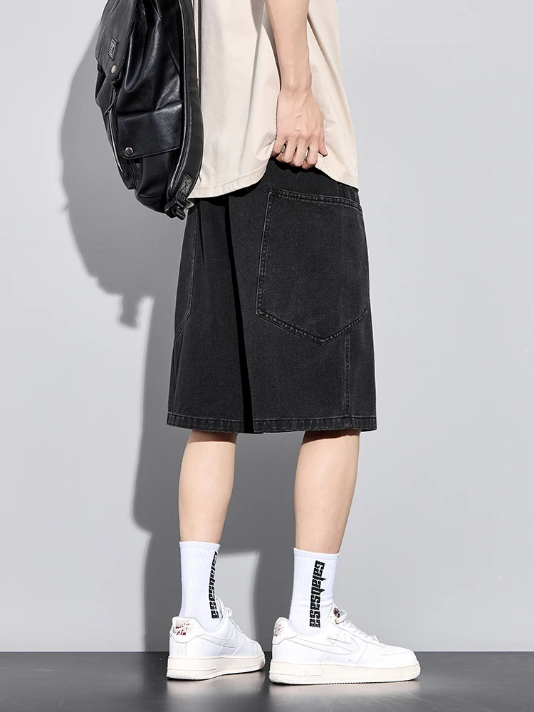 الرجال الصيف الدنيم البضائع السراويل حجم كبير 8XL 7XL 6XL مرونة الخصر مستقيم فضفاض شورت جينز