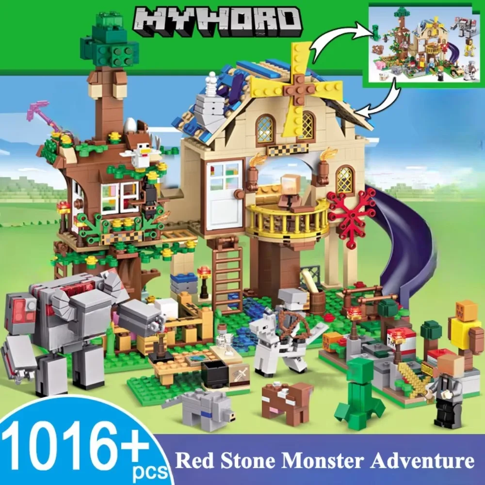 

Cretive DIY Game Tree Cottage Village House Building Blocks City Module Assembly Bricks Toys for Kids Gifts