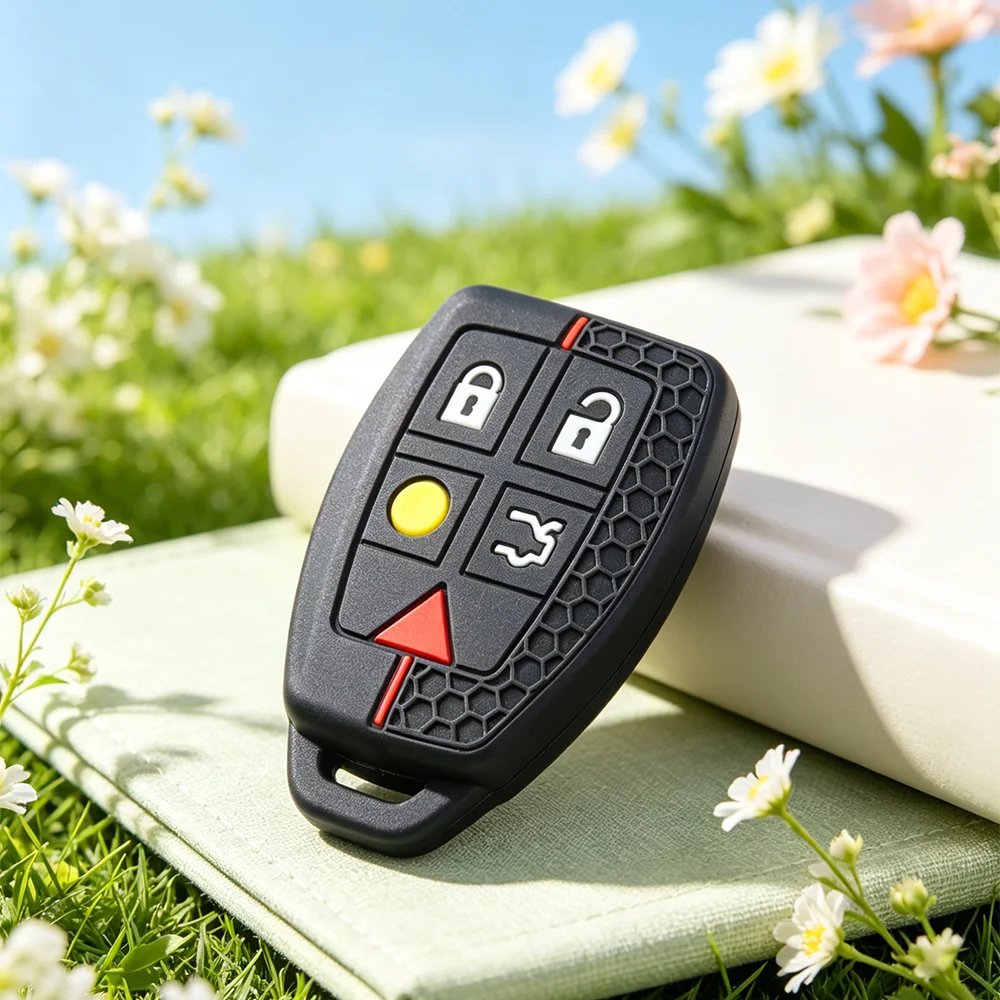 Silicone Remote Fob Case, Honeycomb Anti‑Slip Texture for Volvo C30 C70 S40 V50 2004‑2012 Car Key Protector Sleeve Jacket