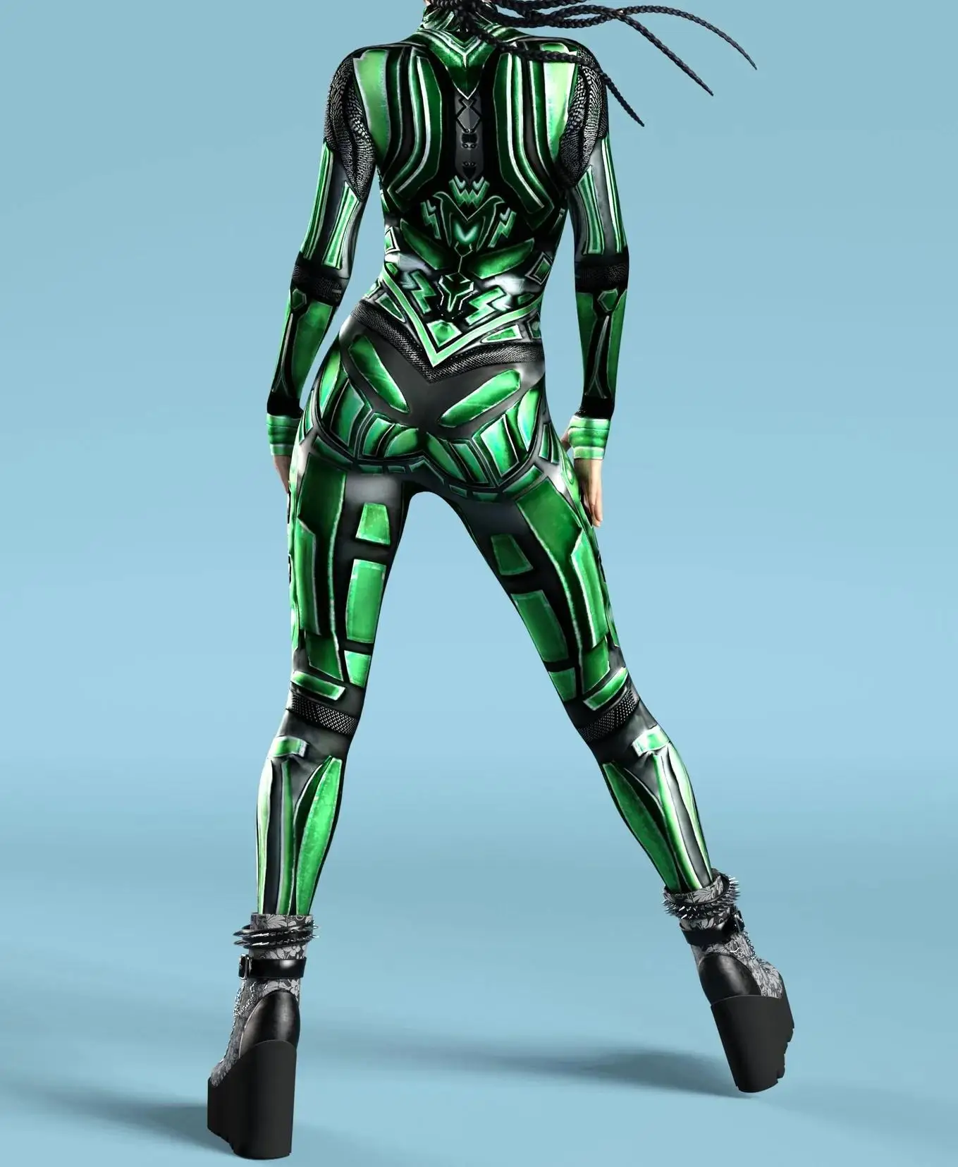 Armour Cyber Damen Cosplay Punk Jumpsuit Kostüm für Feiertage, Halloween-Party, Ausgefallene Aufführungen, Bodysuits, Rompers, Zentai – Detail 8
