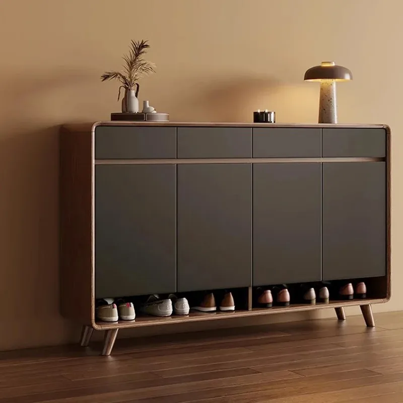 Zapatero Vintage moderno para entrada nórdica, Zapatero multiusos negro para pasillo, Archivadores de lujo para sala de estar, muebles para el hogar