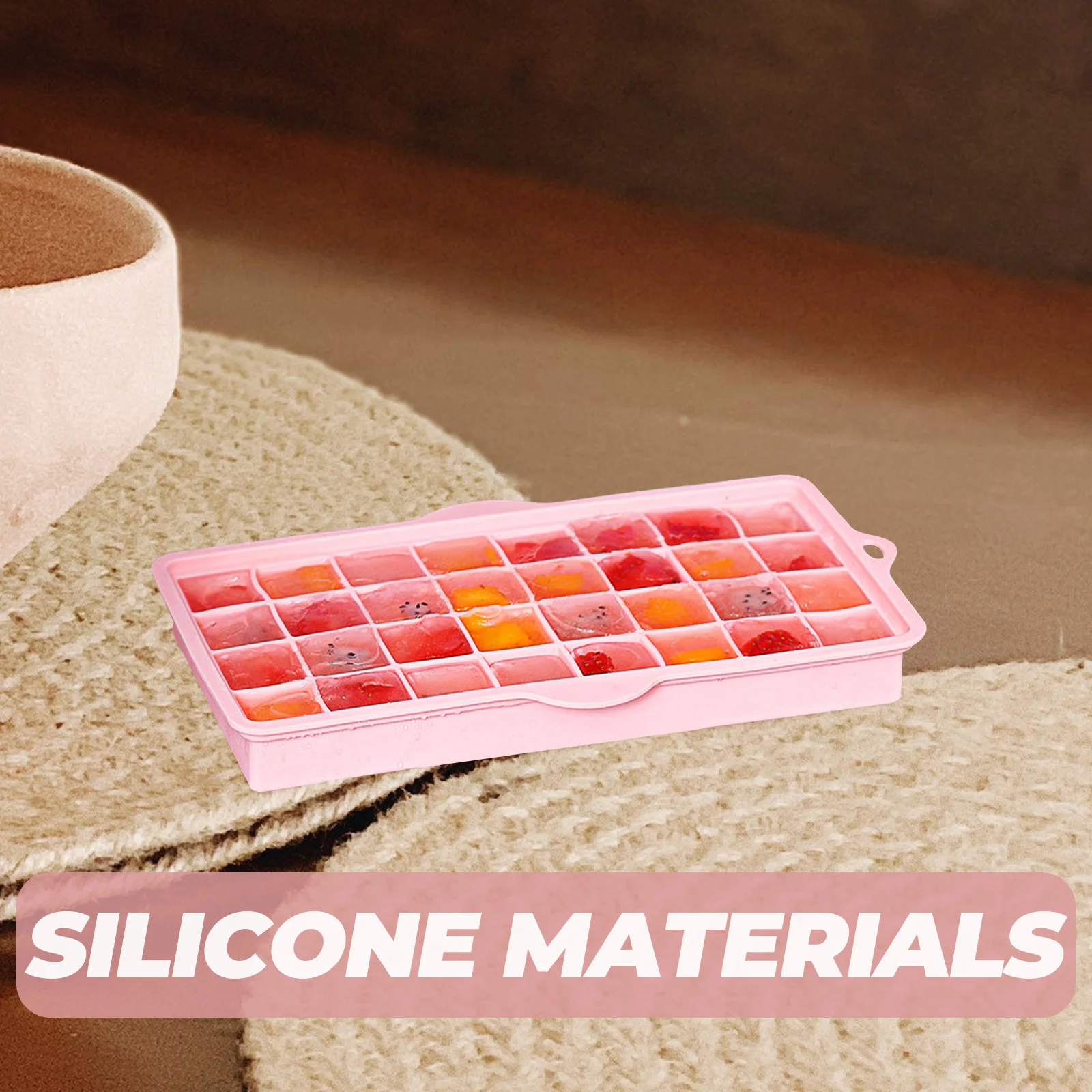 

Rectangular Ice Lattice Mold Non-stick Cube Tray Silicone with Lid Cubes Practical Silica Gel Food Grade Slow Melting Reusable