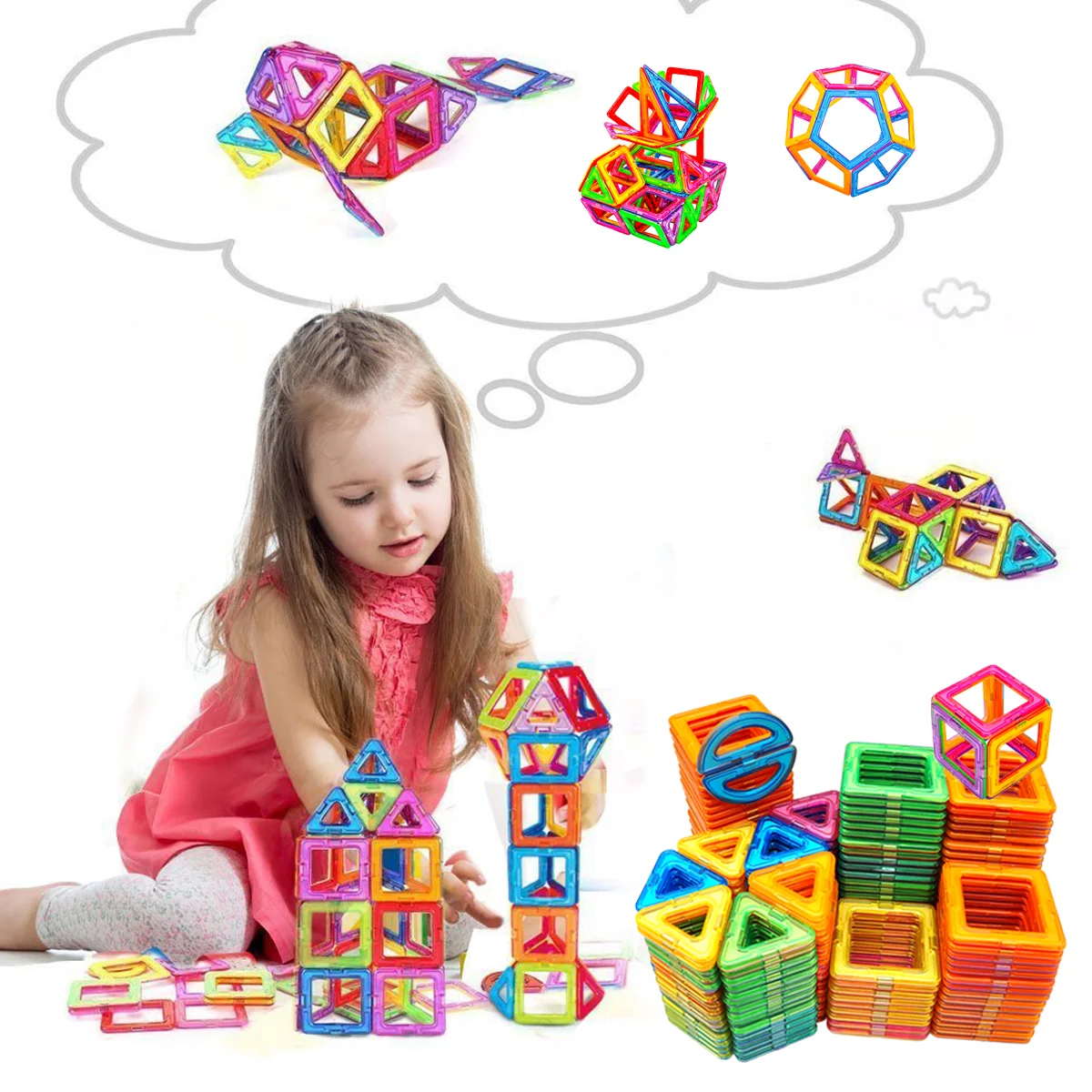 مكعبات بناء مغناطيسية للأطفال، ألعاب تركيب، قوالب مغناطيسية، هدايا أعياد ميلاد وعطلات للأطفال