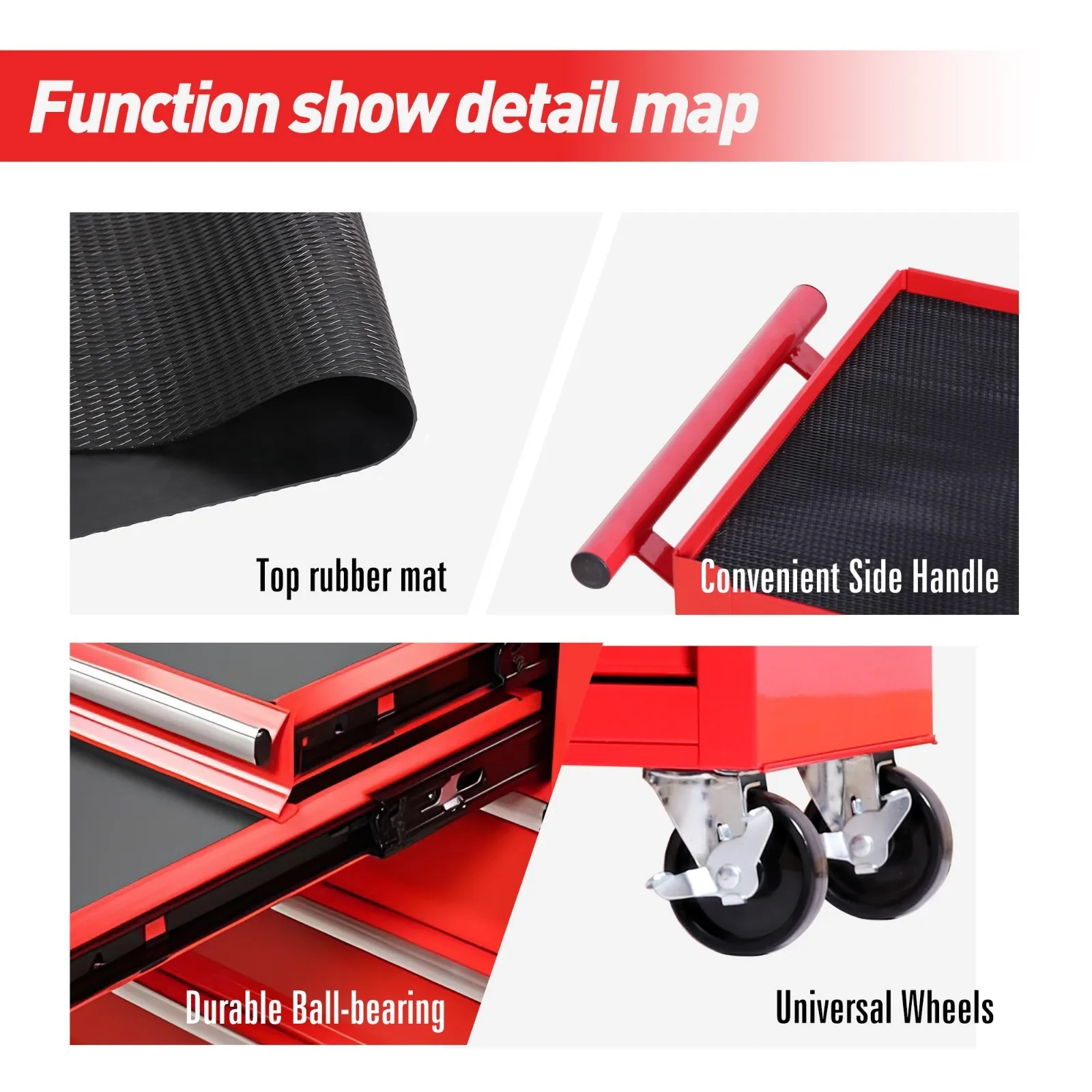 صندوق الأدوات، صندوق أدوات ذو 7 أدراج مع عجلات، خزانة تخزين متعددة الوظائف لمرآب ورشة العمل والاستخدام المنزلي