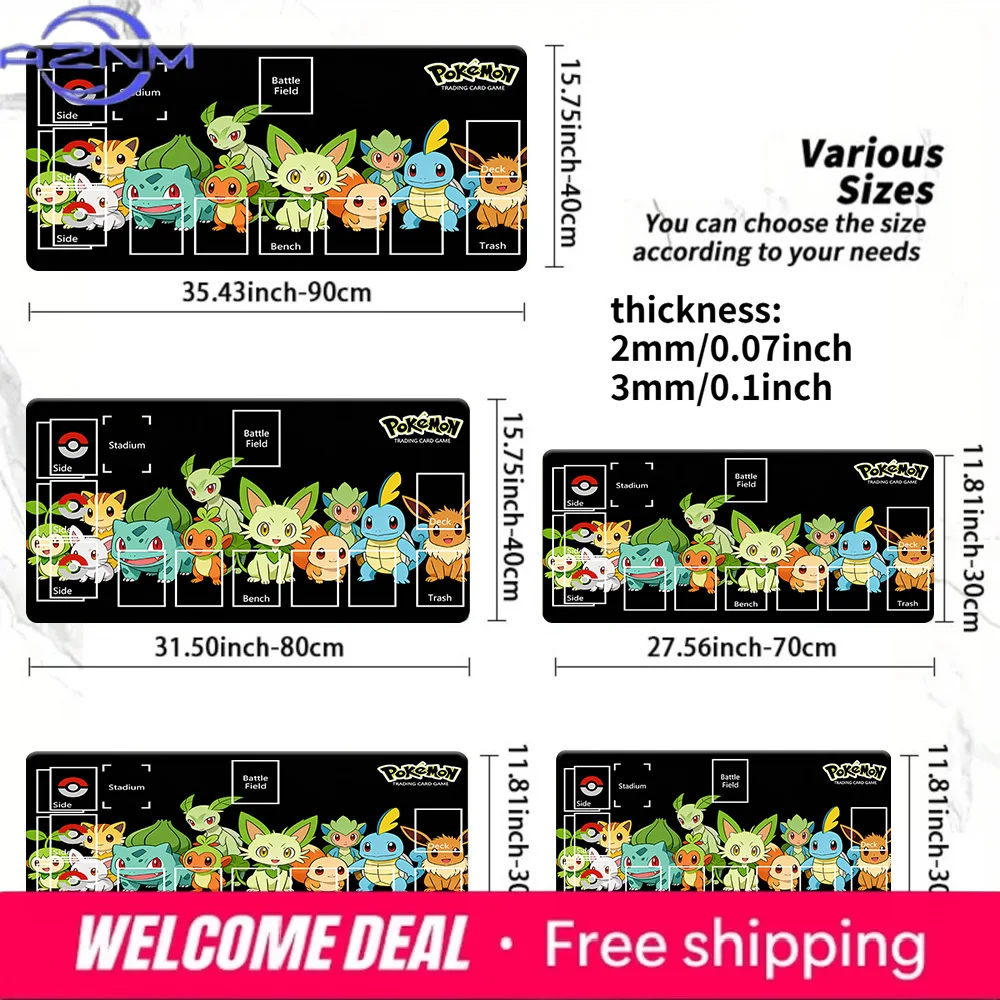 

Cute Grass Type Pokemon TCG Playmat Anti-slip Large Desk Mat Gaming Mouse Pad Multiple Sizes