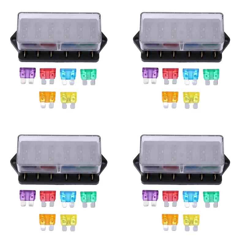 

AS95-4X 6-Way Fuse Holder Box Car Vehicle Circuit Blade Box Block + Fuse