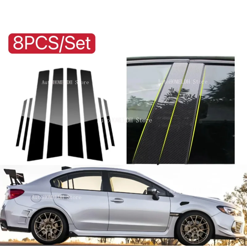 

8PCS Glossy Black Pillar Post For Subaru WRX STI 4DR Sedan 2015-2021 2017 2018 Carbon Fiber Window Door Deal B C Cover Sticke