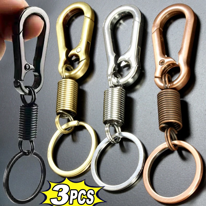 Spring Keychain Zinc Alloy Carabiner Buckle Key Rings Anti-lost Climbing Hook Car Keychians Man Metal Key Chains Accessories