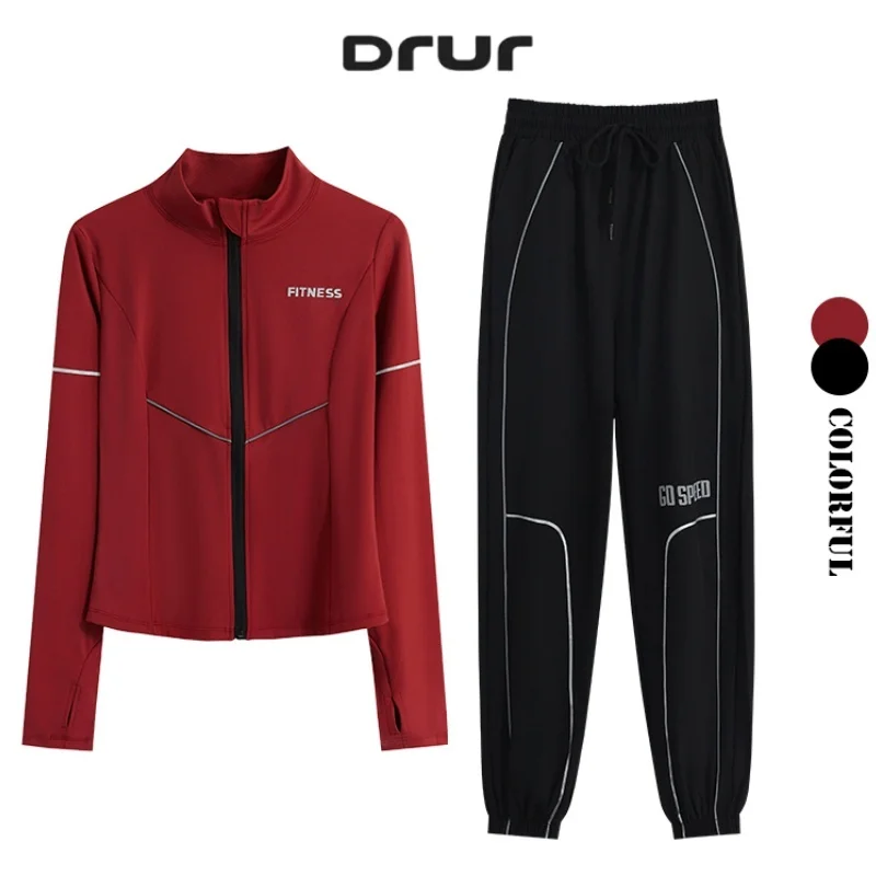 

DRUR женские брюки для бега, легкий быстросохнущий солнцезащитный топ для тренировок в тренажерном зале, спортивный костюм из двух предметов, спортивная одежда