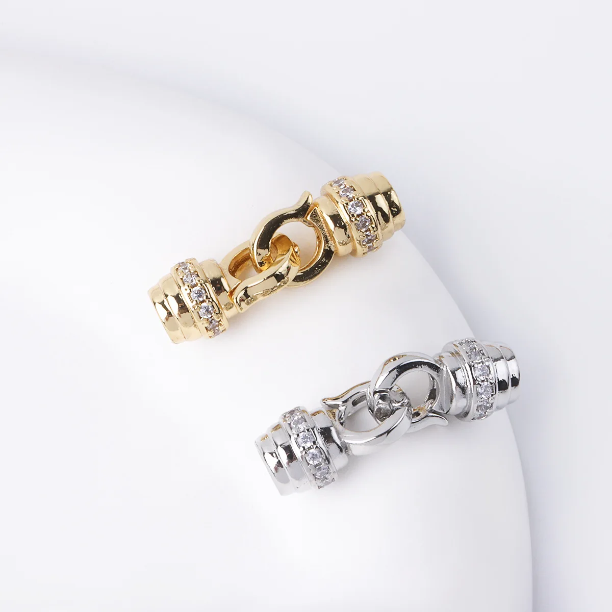 

1pcs Copper Gold-plated Zirconium Pearl Buckle Tail Connection Buckle DIY Jewelry Handmade Bracelet Necklace Beading Accessories