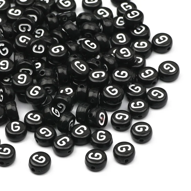 100-500PCS Schwarz Runde Acryl Buchstaben Perlen A-Z Alphabet Lose Perlen Für Schmuck Machen DIY Halskette Armband handgemachte Handwerk – Detail 9